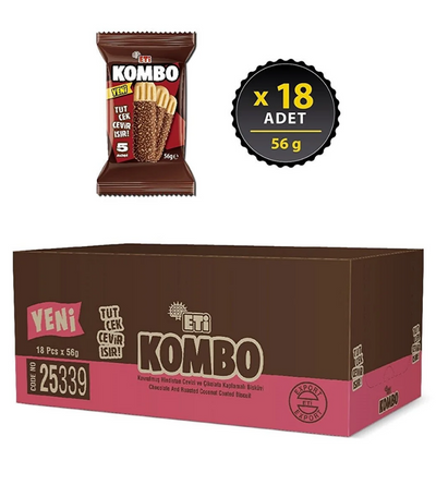 بسكويت كومبو مغطى بجوز الهند والشوكولاتة 56 جرام × 18 قطعة